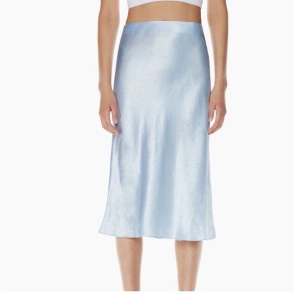 Aritzia Babaton Baby Blue Midi Slip Skirt- Size 2 - Picture 2 of 10